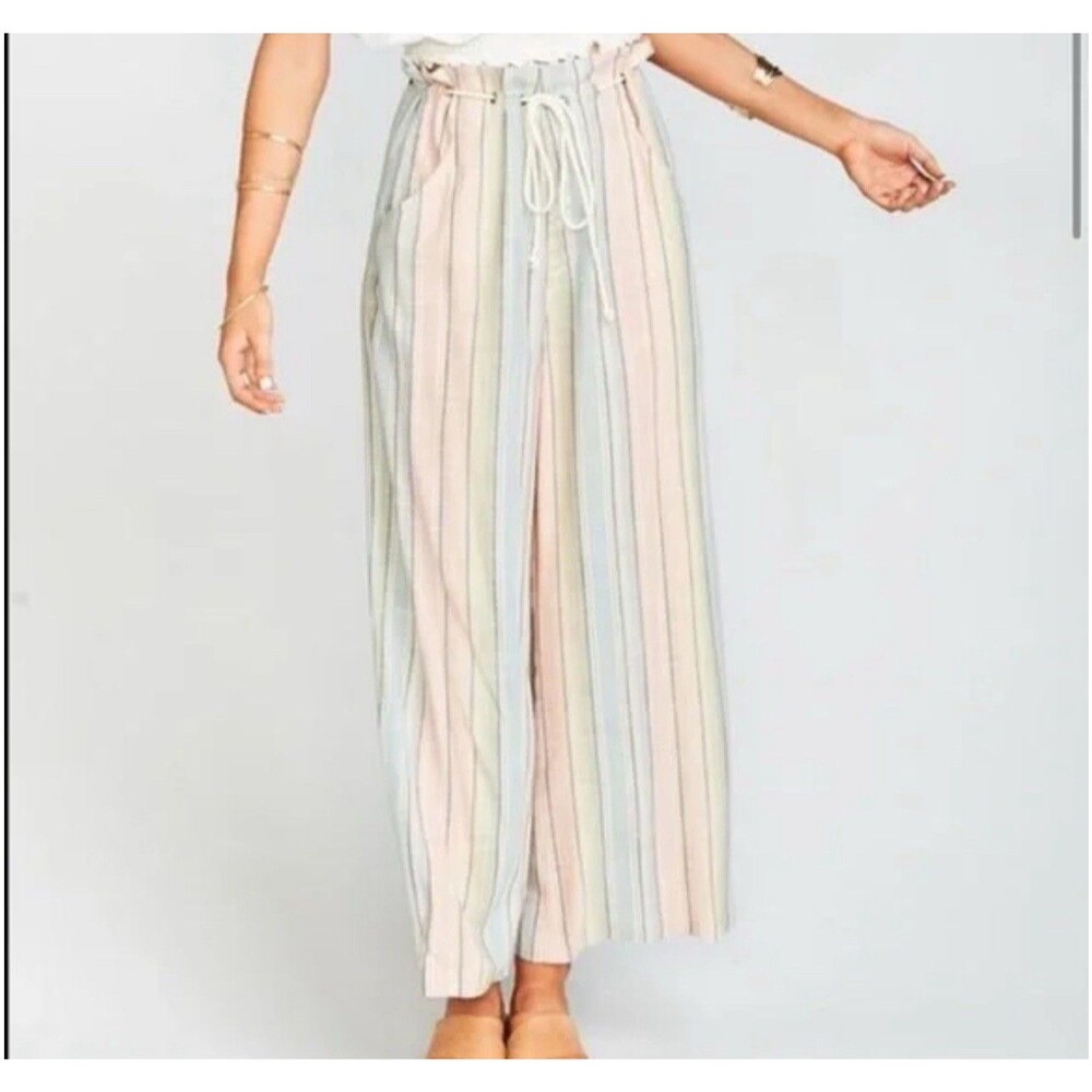 Show ME Your Mumu Peterson Wide Leg Pants Nevada Beach Travel Stripe Revolve M